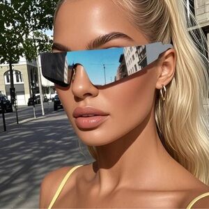 1 Pair Unisex Frameless Wrap-Around Fashionable Y2K Sunglasses,